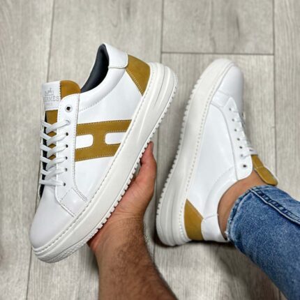 کفش مردانه مدل هرمس hermes سفید کرم کد 8700