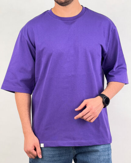 تیشرت مردانه ساده بیسیک نیو رنگ بنفش کد 772591