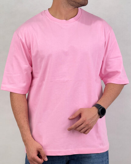 تیشرت مردانه ساده بیسیک نیو رنگ صورتی کد 772592