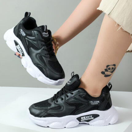 کتانی اسپرت زنانه مدل فشیون راحتی رنگ مشکی سفید کد 98711