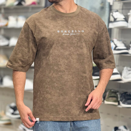 تیشرت مردانه مدل سنگشور ساده برچلو رنگ قهوه ای کد 847472