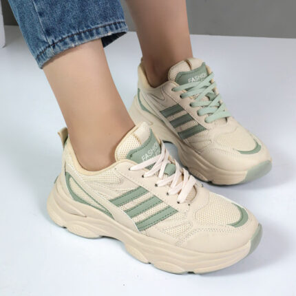 کتونی اسپرت زنانه مدل آدیداس فشیون رنگ کرم پاستیلی کد 55110