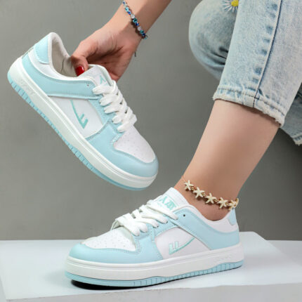 کفش ونس زنانه مدل دو تیک رنگ سفید آبی کد 16222