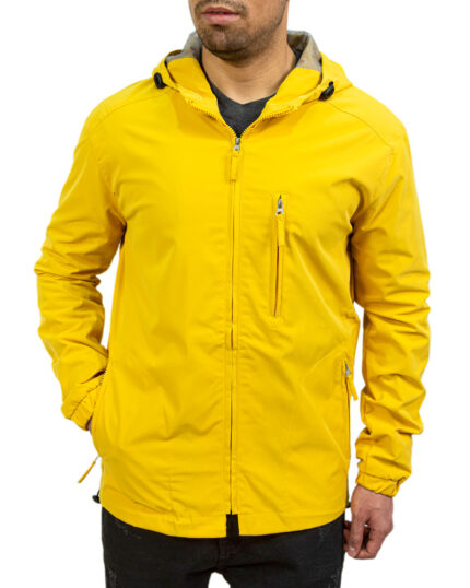 سویشرت مردانه بادگیر ضد باران ساده رنگ زرد کد 34556