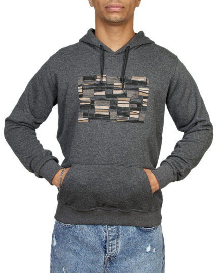 هودی اسپرت مردانه طرح دار مدل اته رنگ طوسی کد 26268