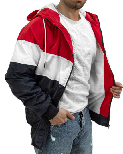 سویشرت مردانه بادگیر بارانی مدل نایک رنگ سرمه ای سفید قرمز کد 47520