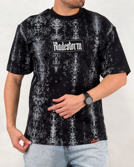 تیشرت مردانه اسپرت مدل لش استورم راه راه رنگ مشکی کد 999104