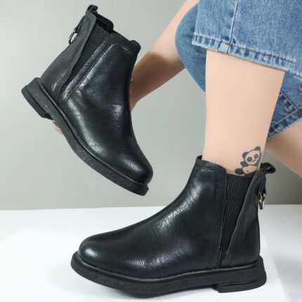 نیم بوت زنانه رنگ مشکی مدل دو کش حلقه فلوتر کد 41640