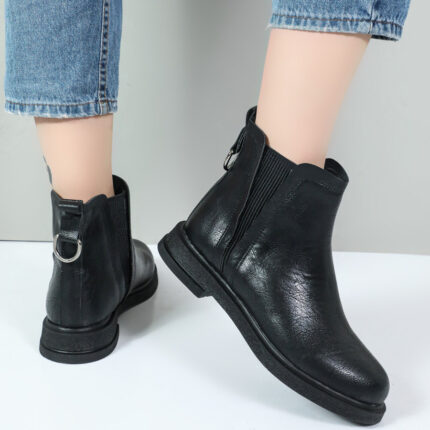 نیم بوت زنانه رنگ مشکی مدل دو کش حلقه فلوتر کد 41640