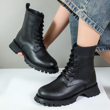 نیم بوت زنانه رنگ مشکی ساقدار بندی سوگو لیا کد 68877