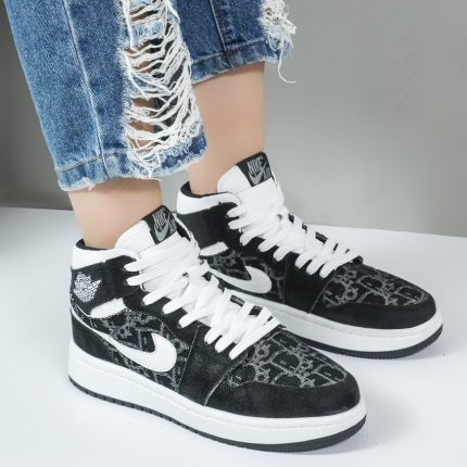 کتونی ساقدار زنانه مدل جردن ایر وان jordan air رنگ مشکی کد 54463