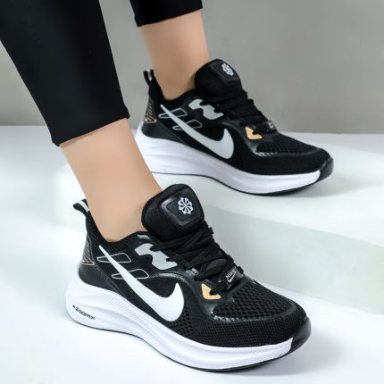 کتونی اسپرت نایک زوم زنانه zoom ورزشی رویه بافت رنگ مشکی کد 013878