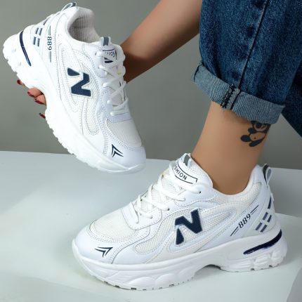 کتونی نیوبالانس اسپرت زنانه مدل 889 رنگ سفید سرمه ای کد 00122
