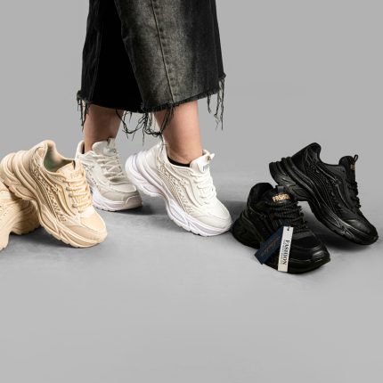 کتونی اسپرت زنانه مدل فشیون راحتی رنگ کرم کد 53744