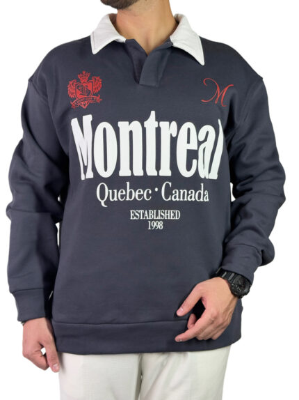 پلیور دورس مردانه سه نخ مدل یقه کوبا مونترال رنگ خاکستری کد 0339