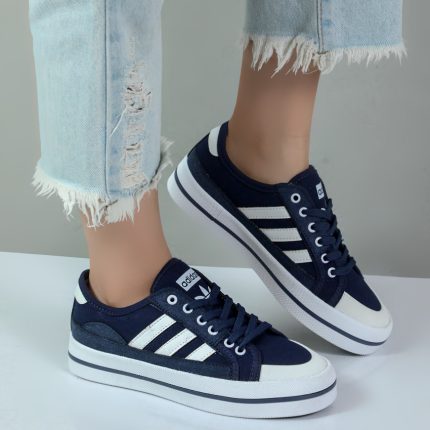 کفش کتونی زنانه ونس vans سه خط سامبا نیو رنگ سرمه ای کد 08102