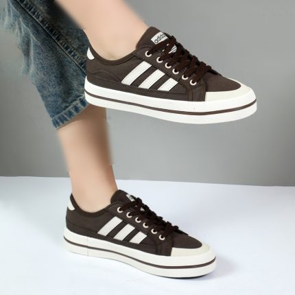 کفش کتونی زنانه ونس vans سه خط سامبا نیو رنگ قهوه ای کد 08101