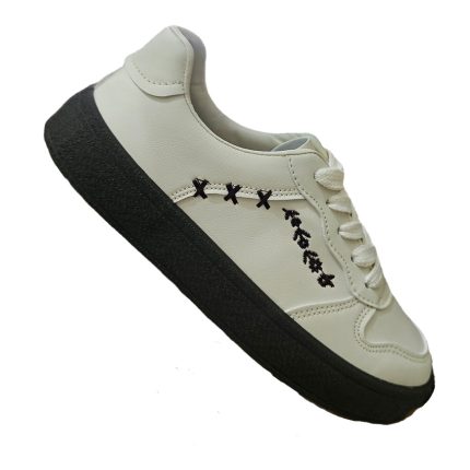 کفش کتونی زنانه ونس vans مدل visa گلدوزی رنگ کرم کد 06401