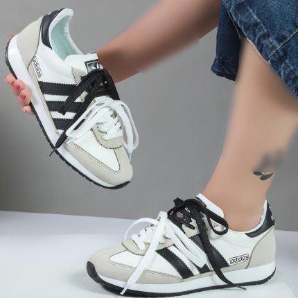 کتونی زنانه اسپرت مدل آدیداس دو بند adidas رنگ سفید طوسی کد 03-744