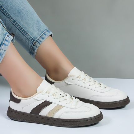 ونس زنانه مدل برشکا bershka دو خط رنگ کرم کد 76513