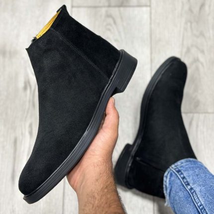 بوت مردانه مدل چلسی چرم طبیعی جیر رنگ مشکی کد 85100