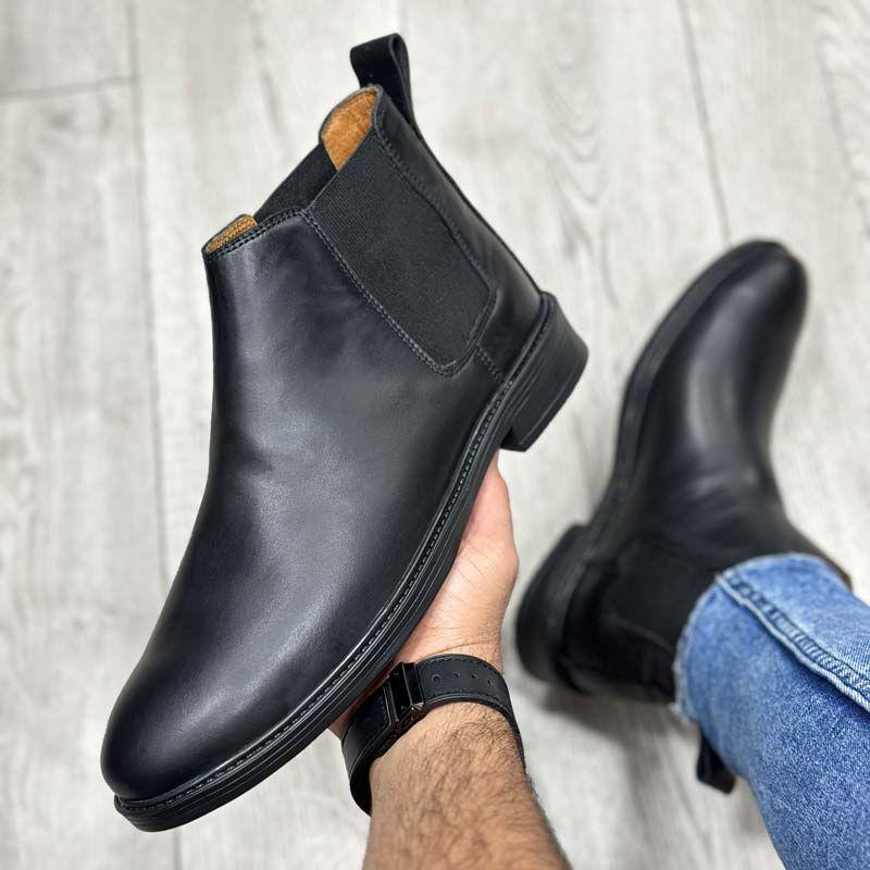 بوت-مردانه-مدل-چلسی-چرم-طبیعی-رنگ-مشکی-کد-888 بوت مردانه مدل چلسی چرم طبیعی رنگ مشکی کد 888