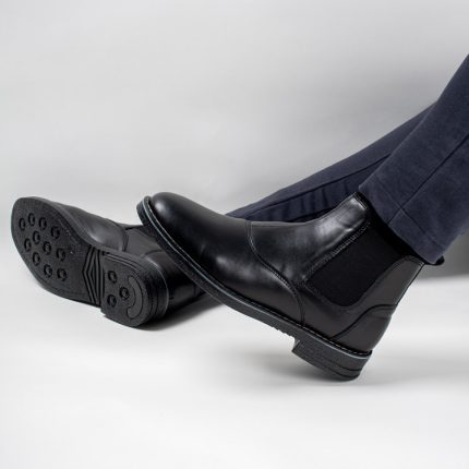 نیم بوت مردانه مشکی چرم ضد آب مدل چلسی سایز 40 تا 45