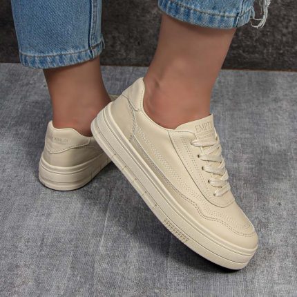 کفش کتونی زنانه ساده رنگ کرم مدل ونس vans کد 27790