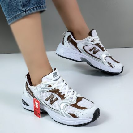 کتونی نیوبالانس 530 سفید قهوه ای زنانه 530 new balance کد 068679