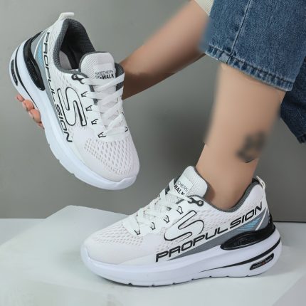 کتونی اسکیچرز زنانه اسپرت ورزشی Sketchers رنگ سفید طوسی کد 441120