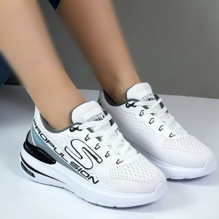 کتونی اسکیچرز زنانه اسپرت ورزشی Sketchers رنگ سفید طوسی کد 441120
