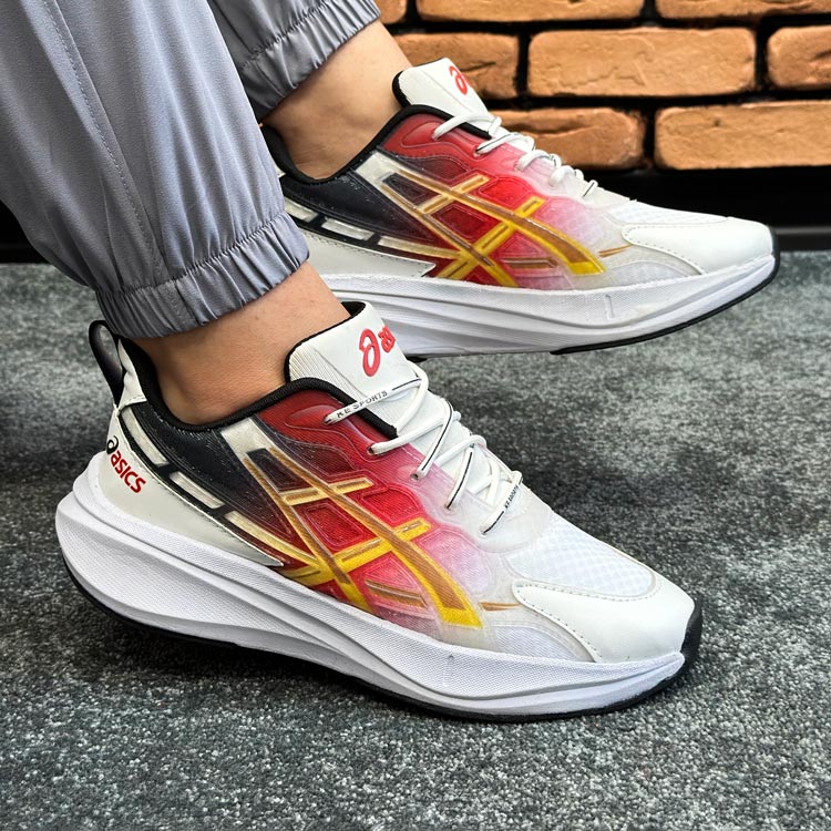 کتونی مردانه مدل اسیکس ASICS رنگ سفید قرمز کد 5750 کتونی مردانه مدل اسیکس ASICS رنگ سفید قرمز کد 5750