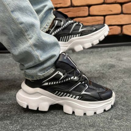 کتونی اسپرت مردانه بالنسیاگا BALENCIAGA رنگ مشکی زیره سفید کد 1500