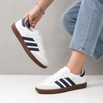 کتونی اسپرت زنانه مدل آدیداس سامبا Adidas رنگ سفید سرمه‌ای کد 51460