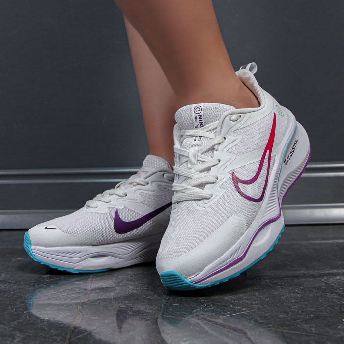 کتونی زنانه اسپرت مدل nike zoom نایک زوم رنگ سفید بنفش کد 75500 کتونی زنانه اسپرت مدل nike zoom نایک زوم رنگ سفید بنفش کد 75500